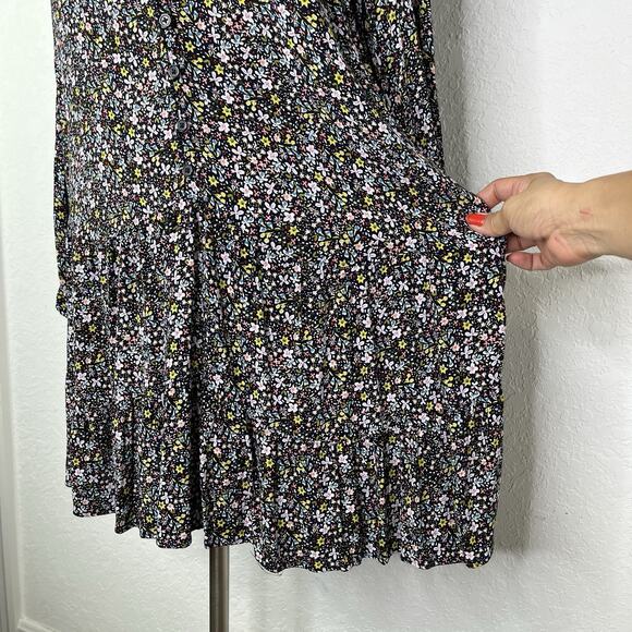 Loft Floral Print Drop Waist Short Tunic Dress Size S Viscose Boho, Chic, Summer - Picture 5 of 8
